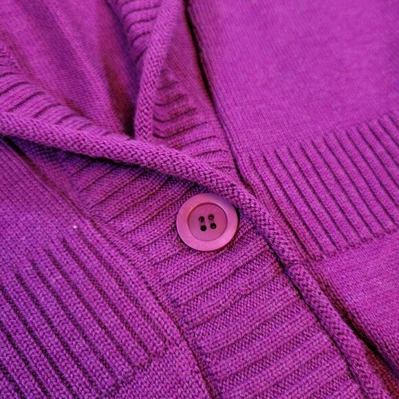 Eileen Fisher Womens Cardigan Sweater Petite Medium PM Purple Merino Wool Italy - Picture 5 of 16